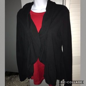 Converse Black Ruffled Cardigan Sweater